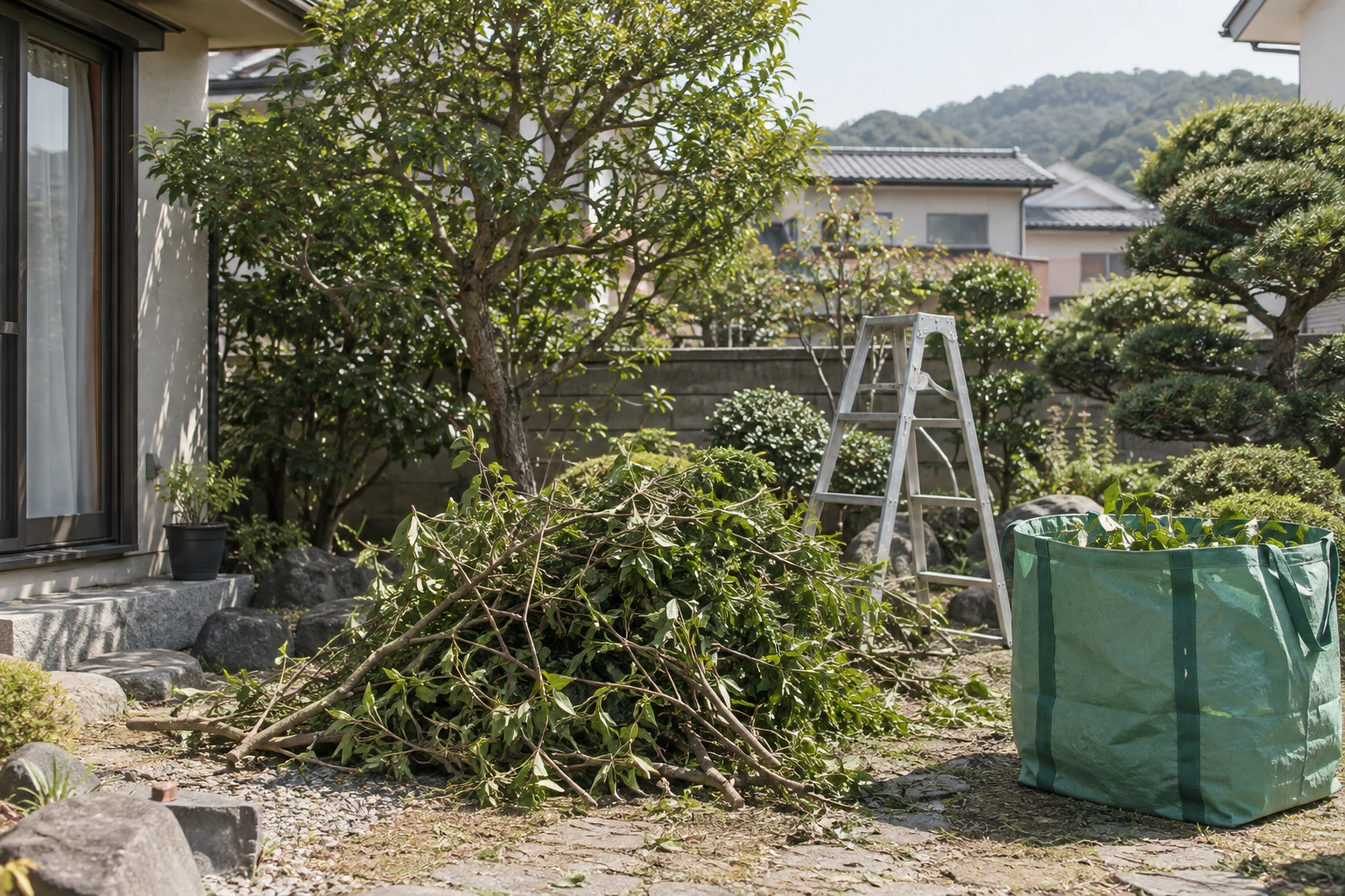 広島市で枝を処分するにはに関連する庭の風景