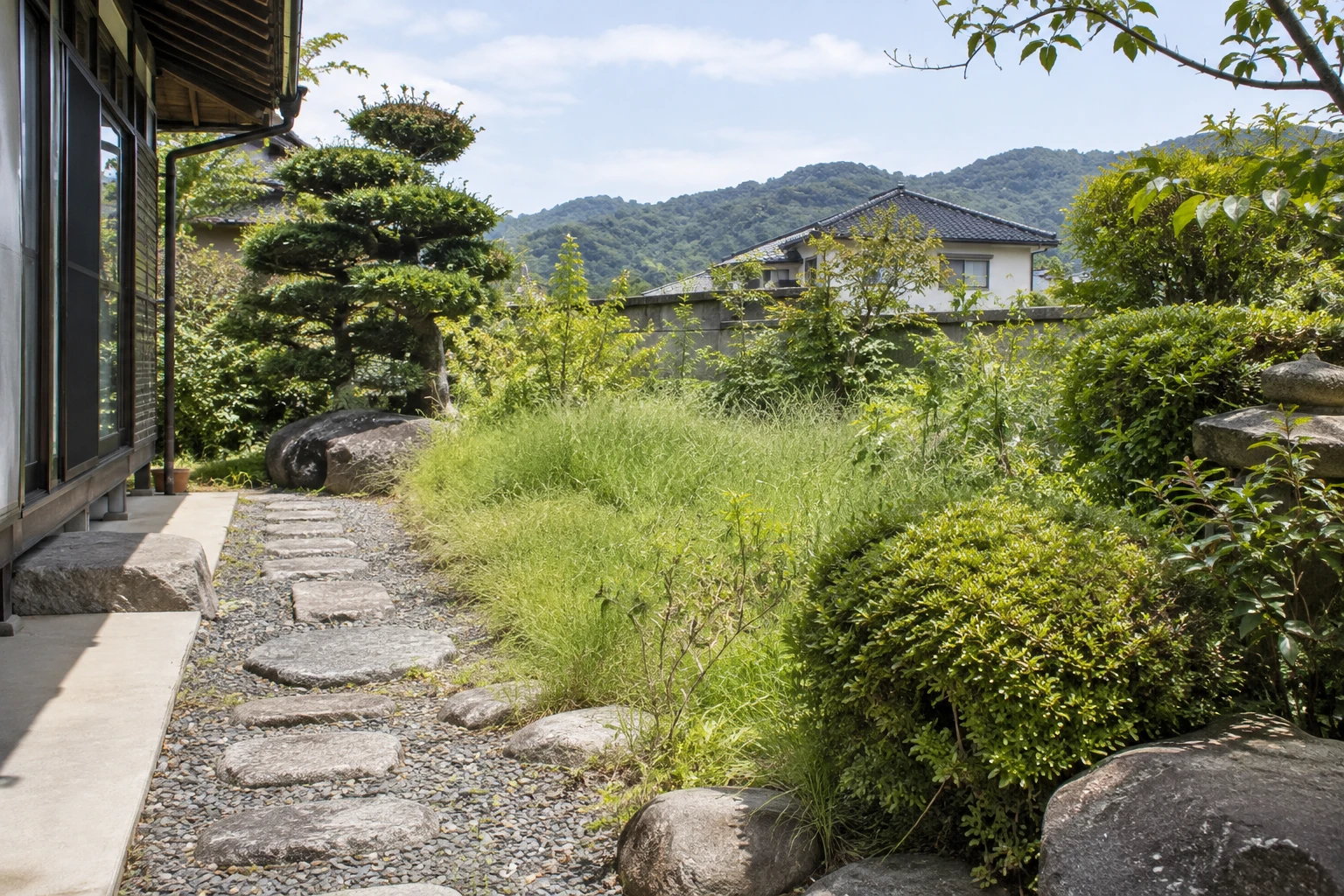 井原市で庭の草刈りを頼むにはに関連する庭の風景