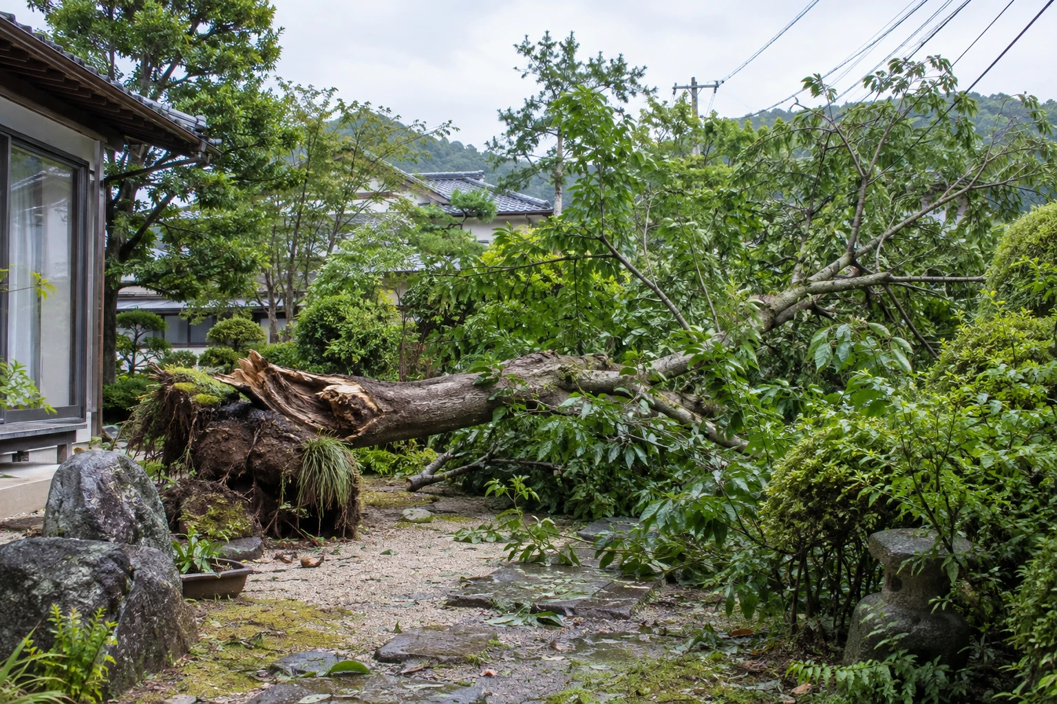 出雲市で倒れた木をすぐ撤去したいときはに関連する庭の風景