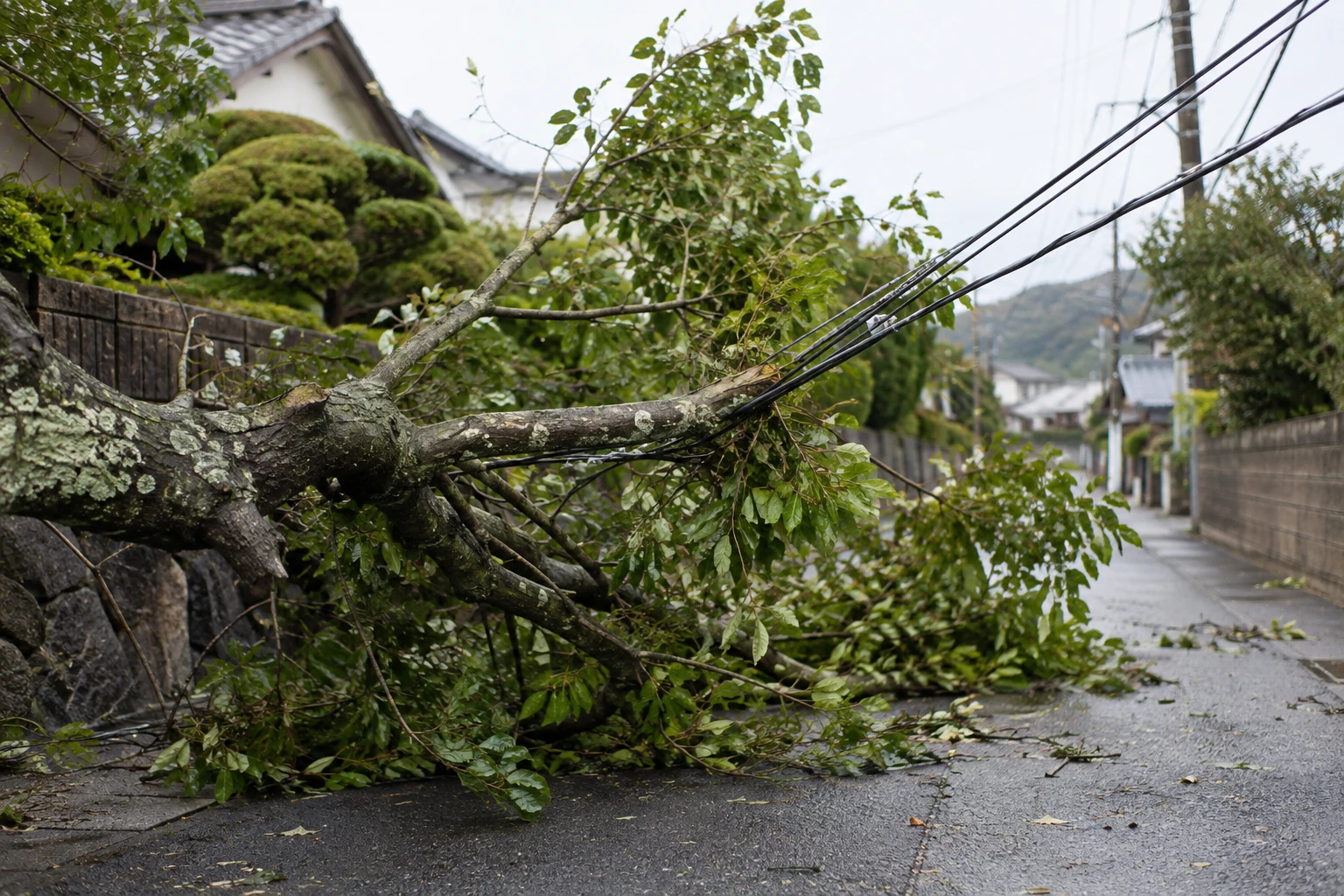 線への接触や道路への倒れ込みは、自分で動かさないに関連する庭の細部