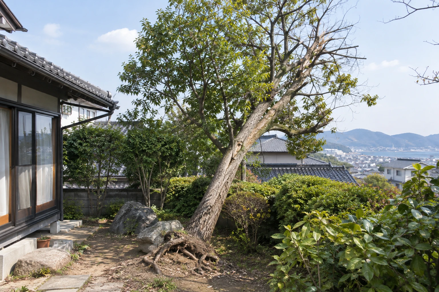 下関市で危険木をすぐ伐採したいときはに関連する庭の風景