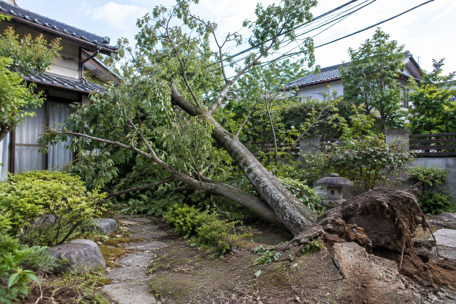 倉敷市で台風後の倒木処理に困ったらに関連する庭の風景