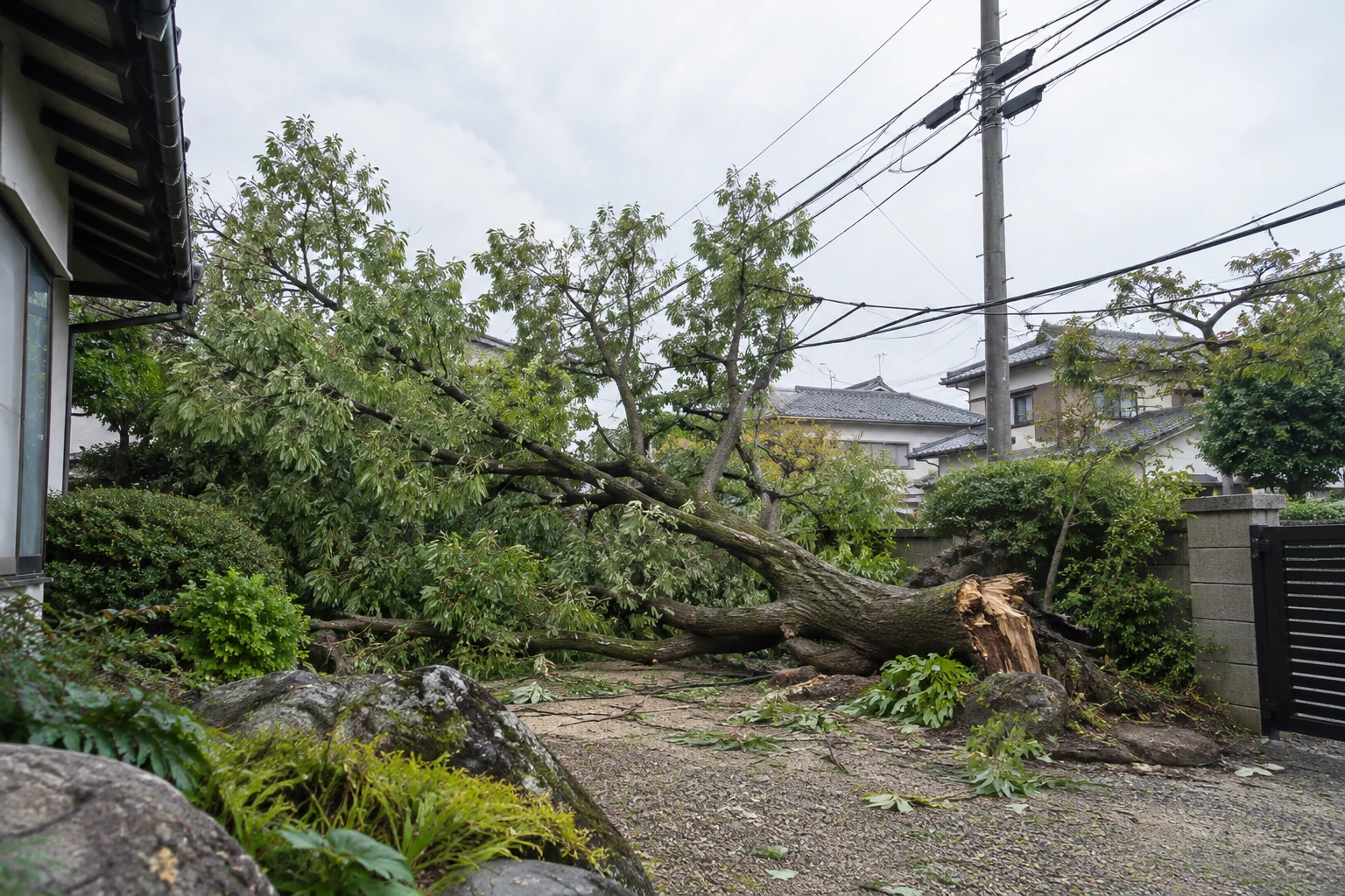下関市で台風後の倒木を見つけたらに関連する庭の風景