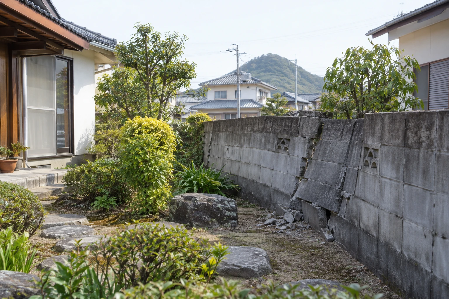 出雲市で地震後にブロック塀の倒壊が心配なときはに関連する庭の風景