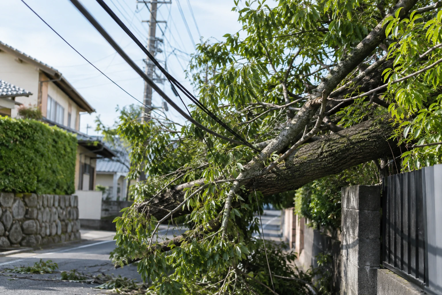 電線・道路・建物への影響は、近づかずに伝えるに関連する庭の細部