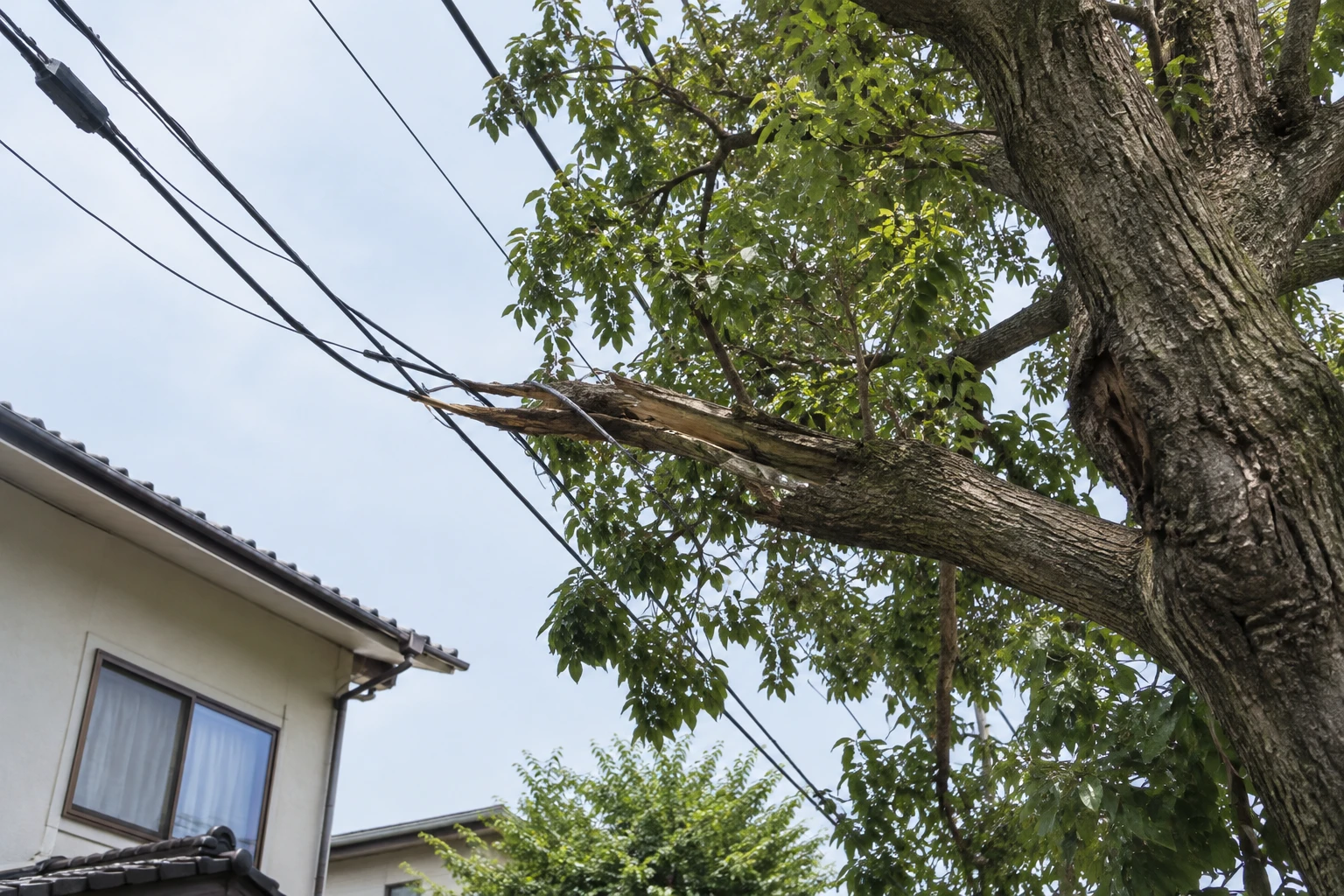 電線への接触や折れが見えても、触って確かめないに関連する庭の細部