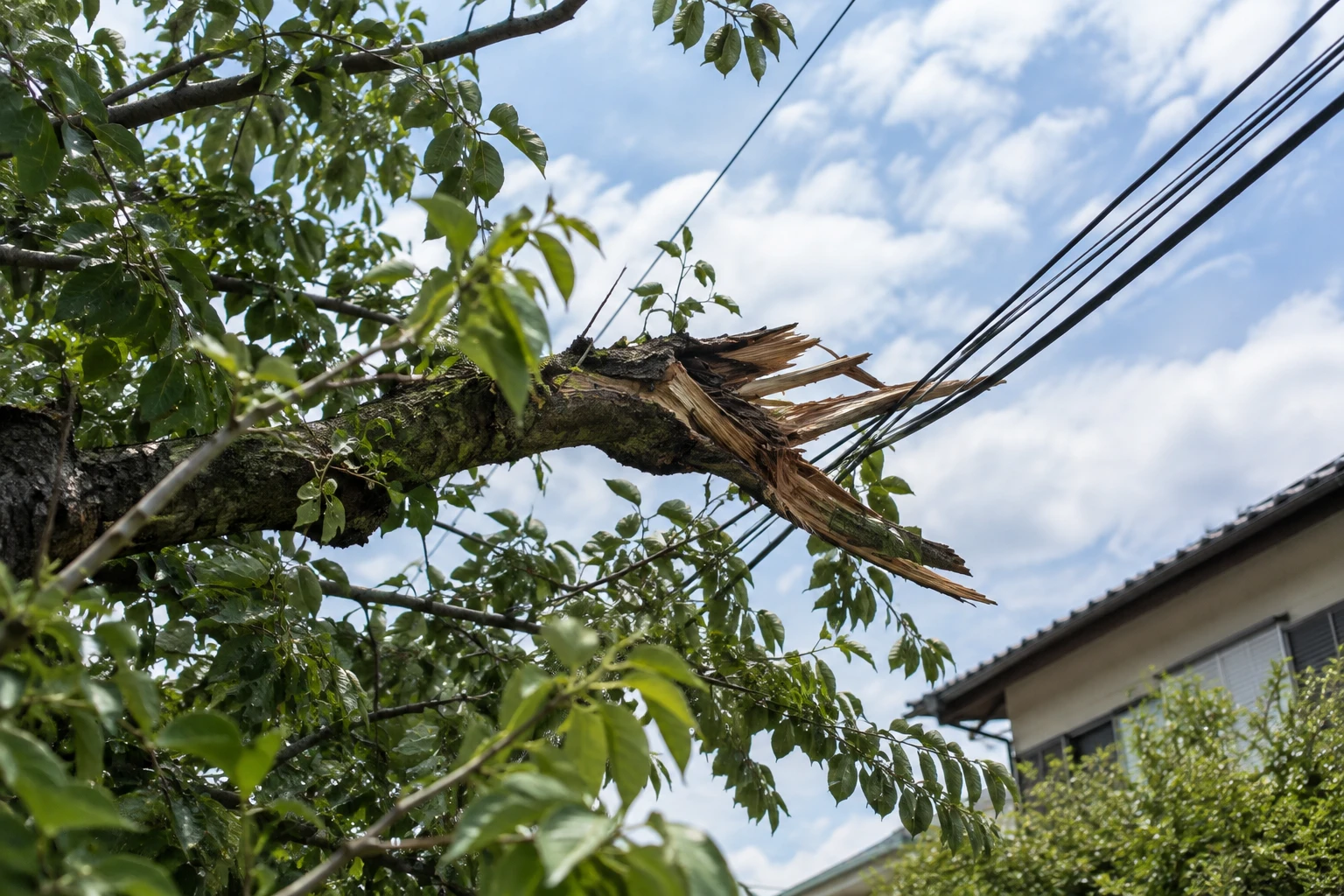 電線への接触や折れかかった枝が見えたら離れるに関連する庭の細部