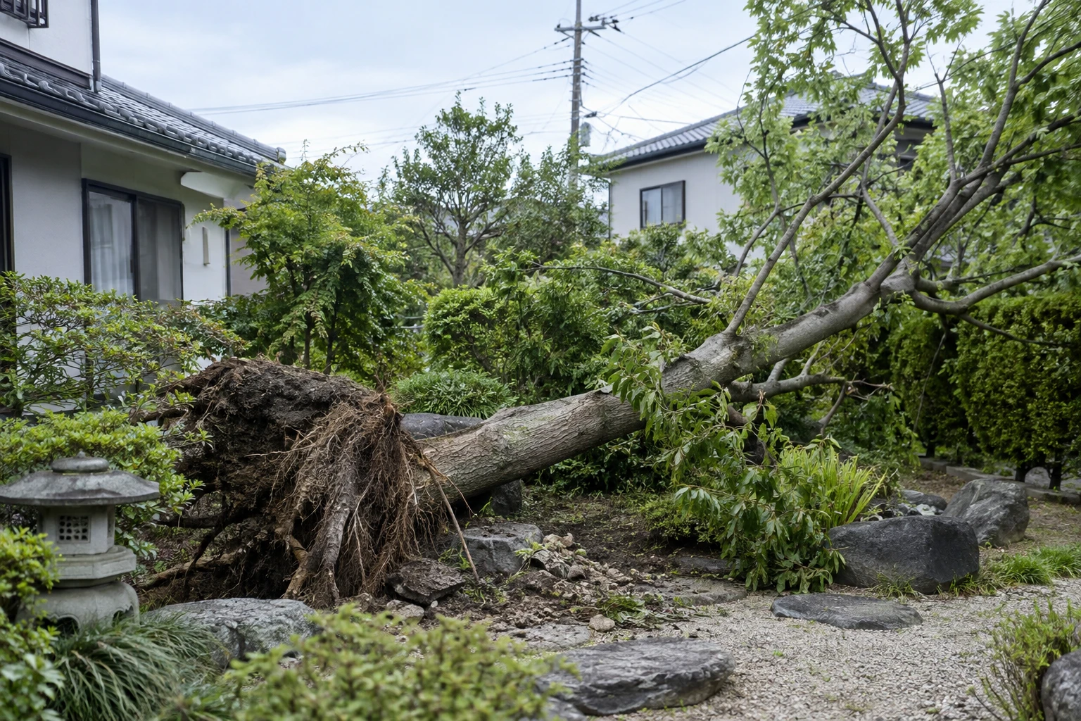 倉敷市で暴風による倒木を見つけたらに関連する庭の風景