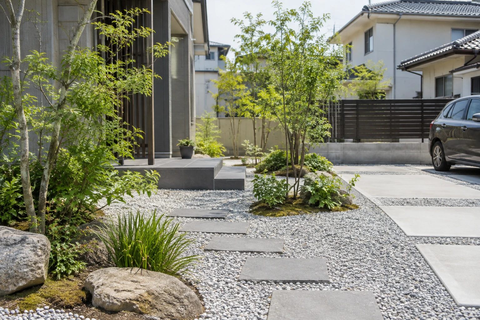 下関市で庭を砂利にする費用はに関連する庭の風景