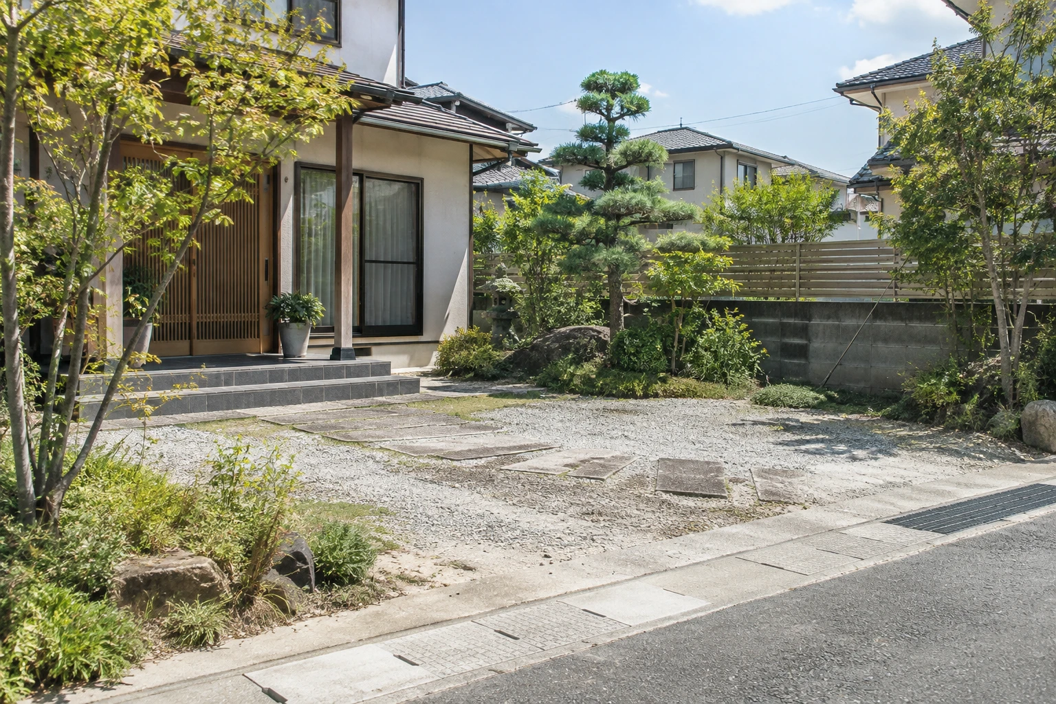岡山市で庭を駐車場にするにはに関連する庭の風景