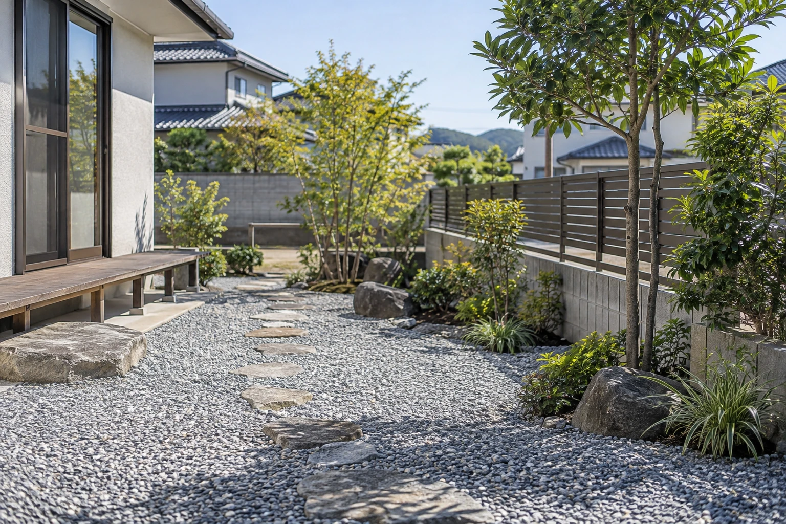 岡山市で砂利敷きを検討する方へに関連する庭の風景