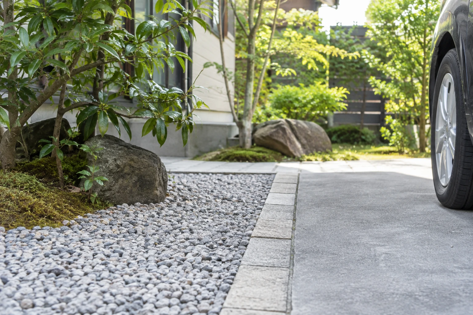 歩く場所・駐車場所・残す植栽を先に分けるに関連する庭の細部