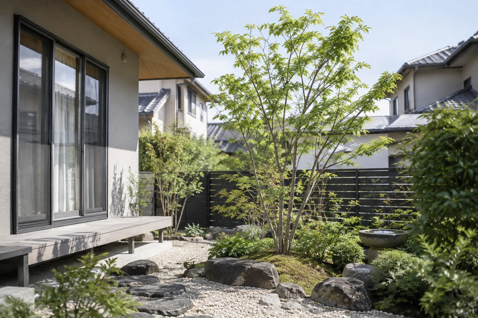 岡山市の中古戸建てにシンボルツリーを植えるにはに関連する庭の風景