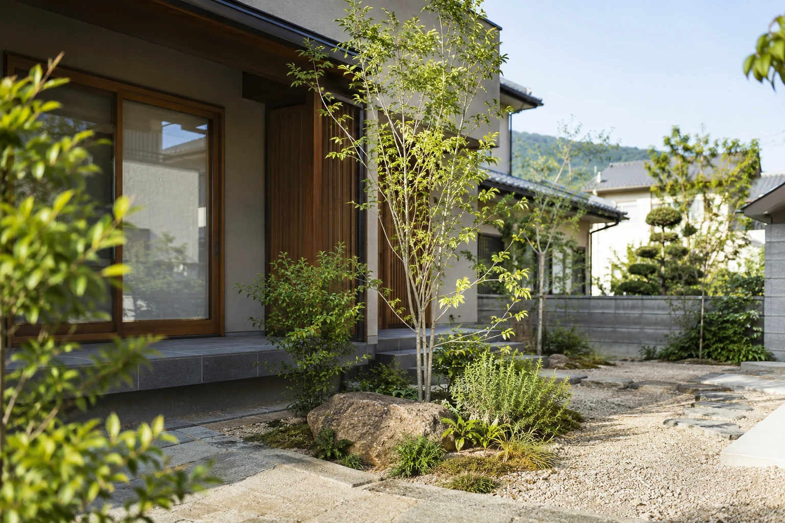 岡山市の中古住宅にシンボルツリーを植えるにはに関連する庭の風景