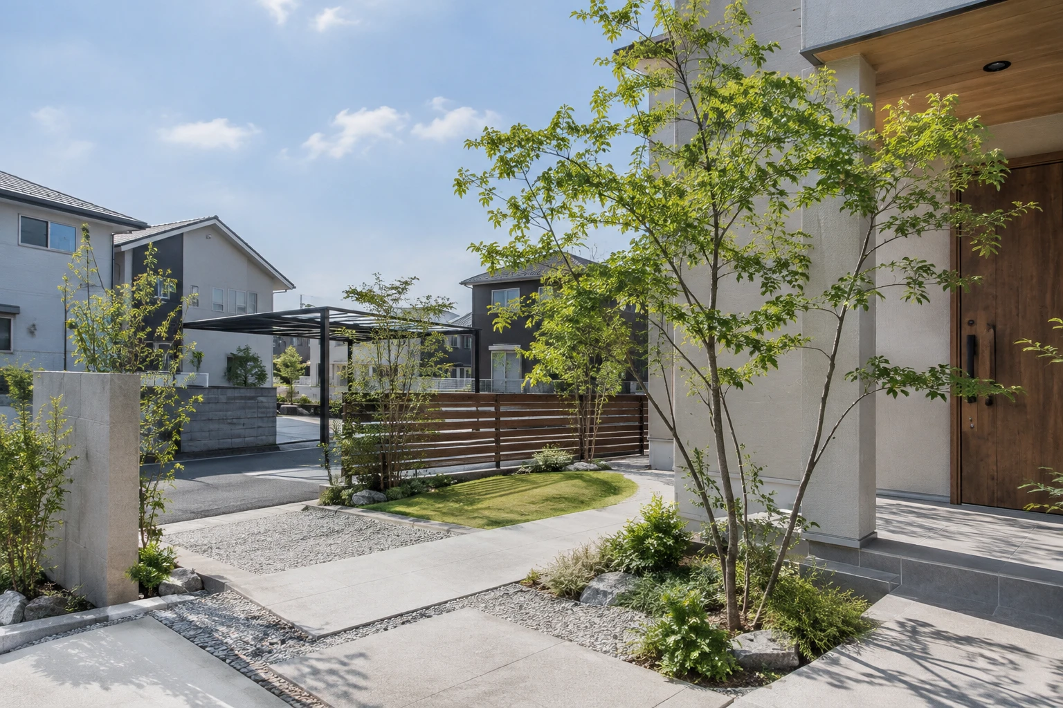 岡山市の分譲住宅にシンボルツリーを植えるにはに関連する庭の風景