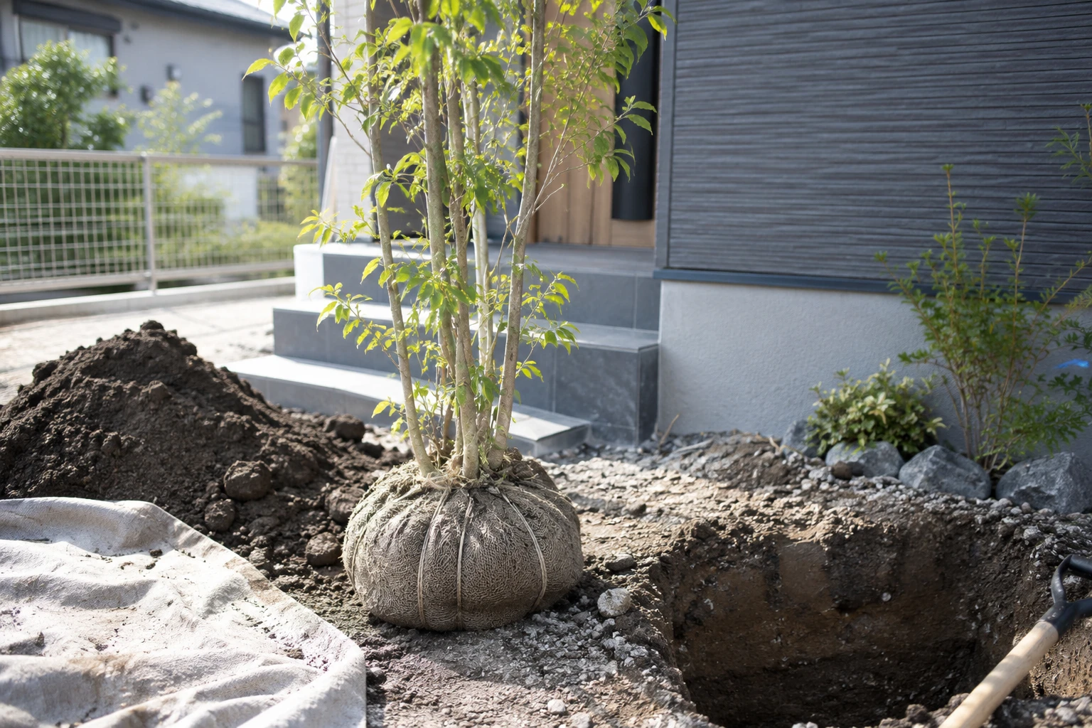 引き渡し日と他工事の予定から植える順番を決めるに関連する庭の細部