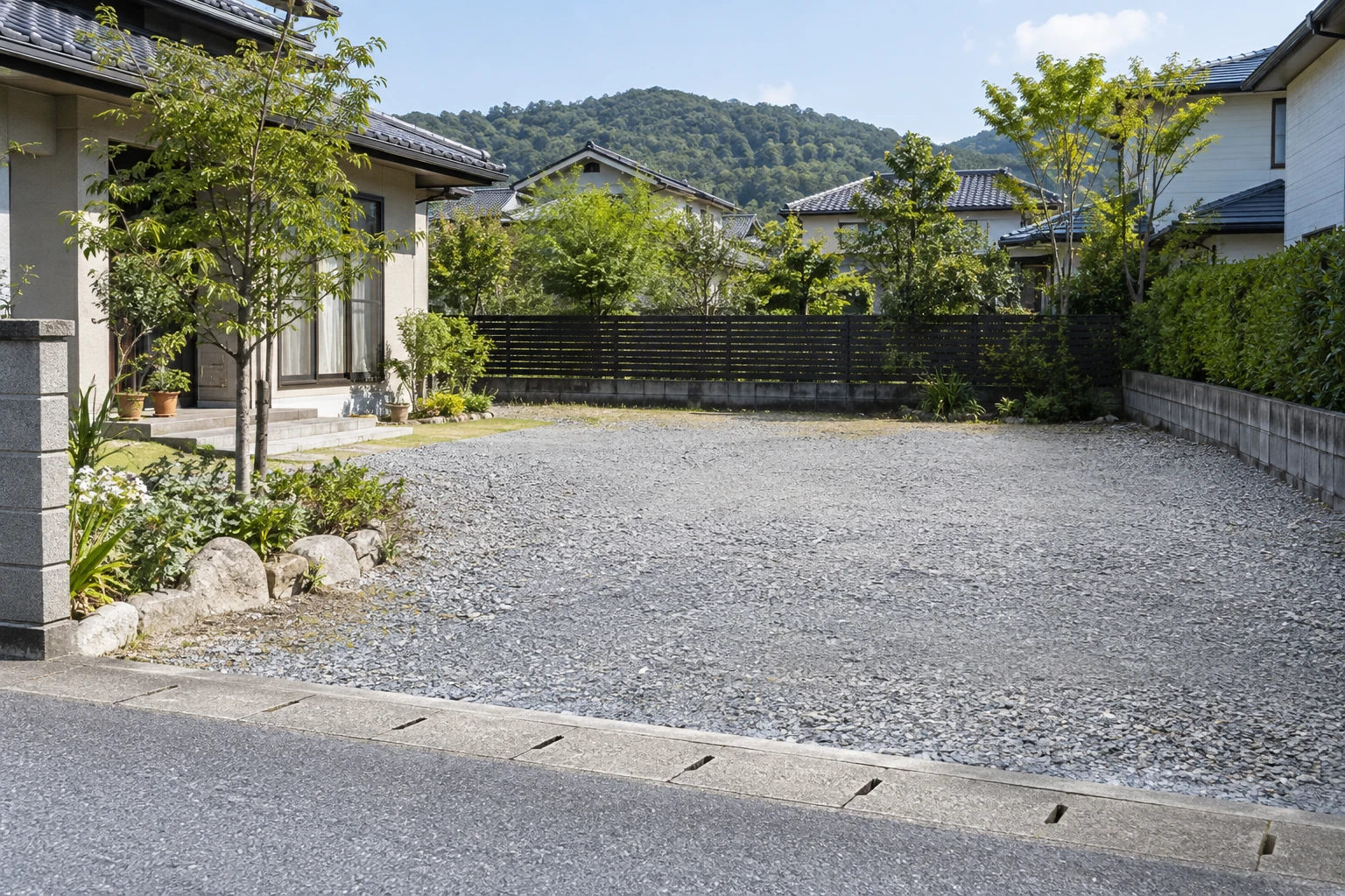 鳥取市で駐車場の整地を頼むにはに関連する庭の風景