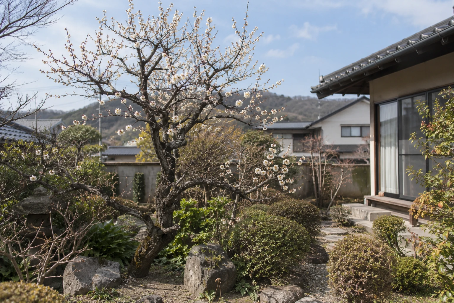 岡山でウメの伐採費用を考えるにはに関連する庭の風景