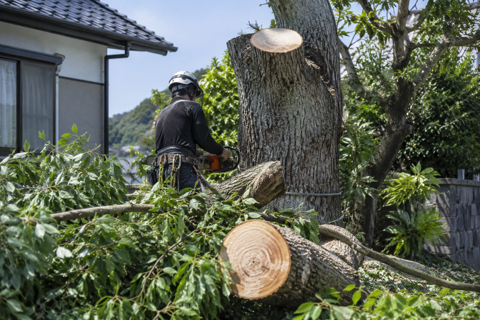 木の高さや周囲との距離、処分量で見積もりが変わるに関連する庭の細部