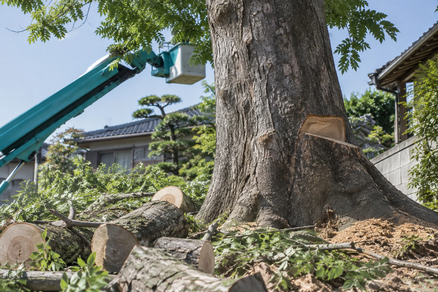 樹高に加え、太さ・障害物・重機・処分量で見積もりが変わりますに関連する庭の細部