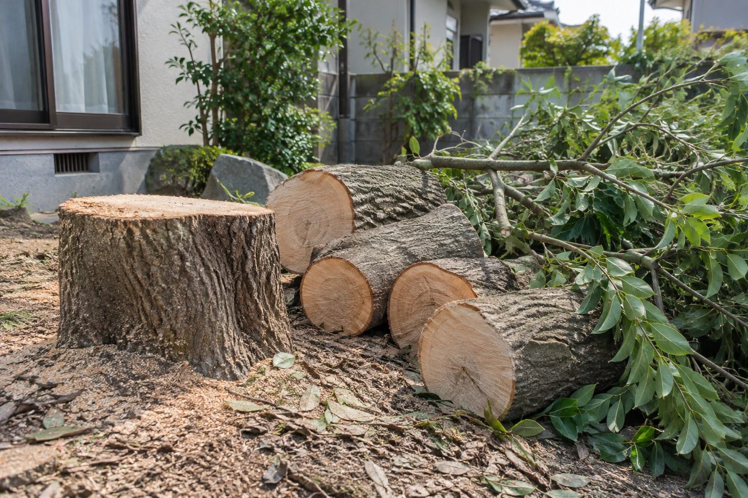 伐採料金は木の大きさ・現場条件・処分量で変わるに関連する庭の細部