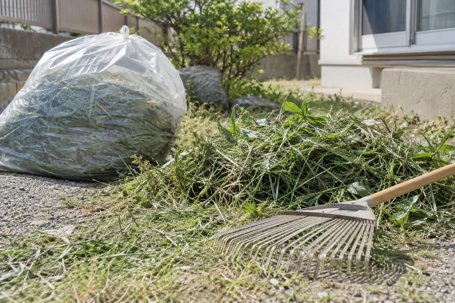 DIYは道具・地形・刈草の片付けまで含めて考えるに関連する庭の細部