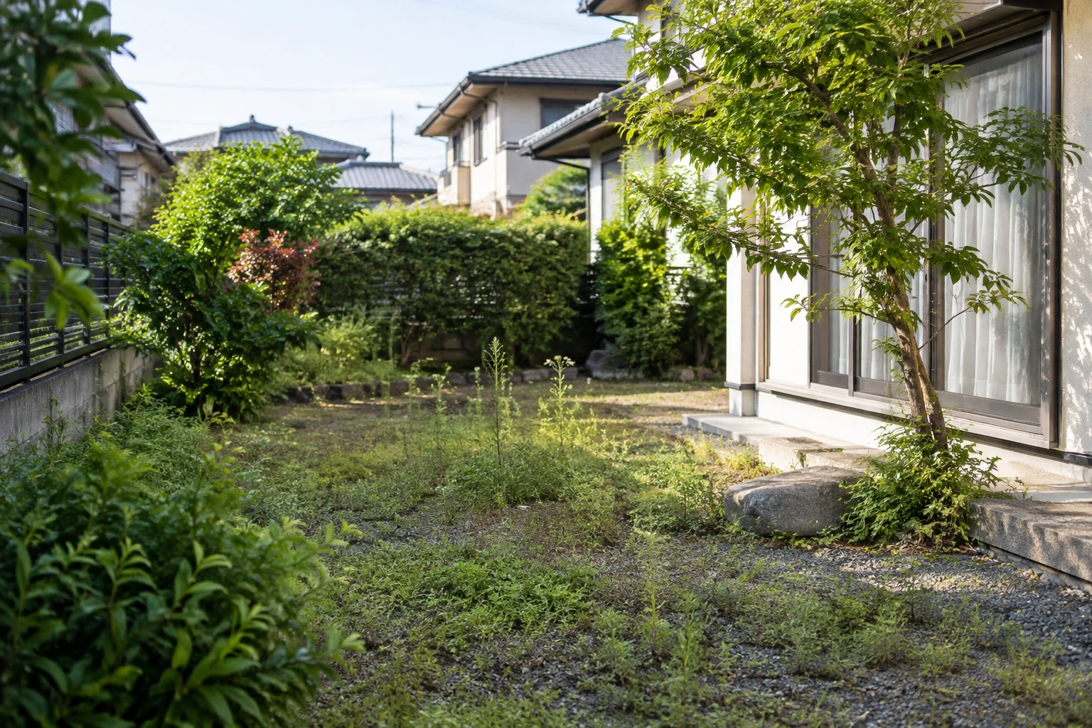 岡山市のコインパーキング除草費用に関連する庭の風景