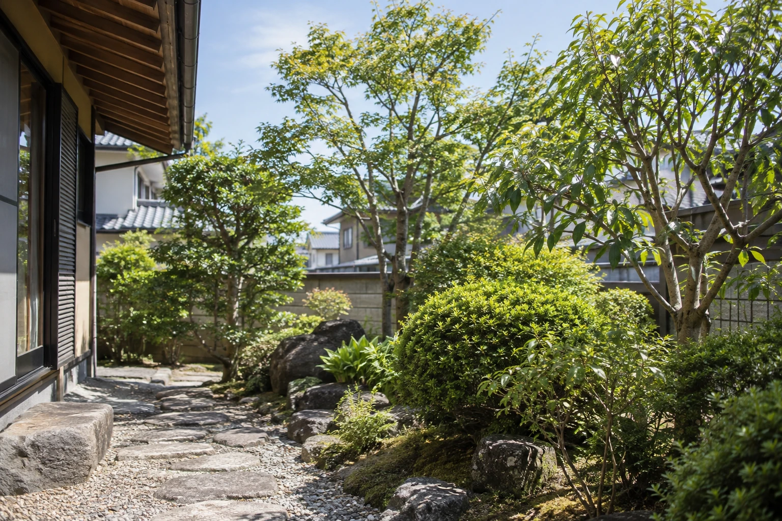 岡山市の工場で緑地率を確認し、植栽・管理を業者へ依頼する方法に関連する庭の風景