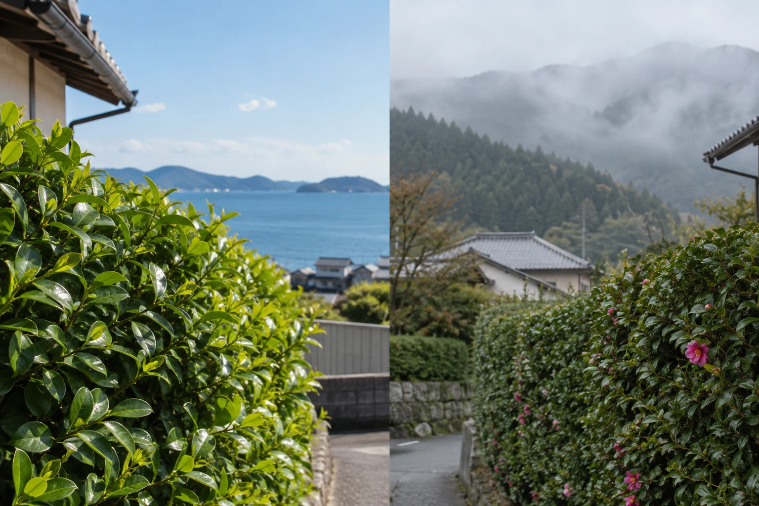 中国地方でも沿岸部と山間部の天候を分けて見るに関連する庭の細部