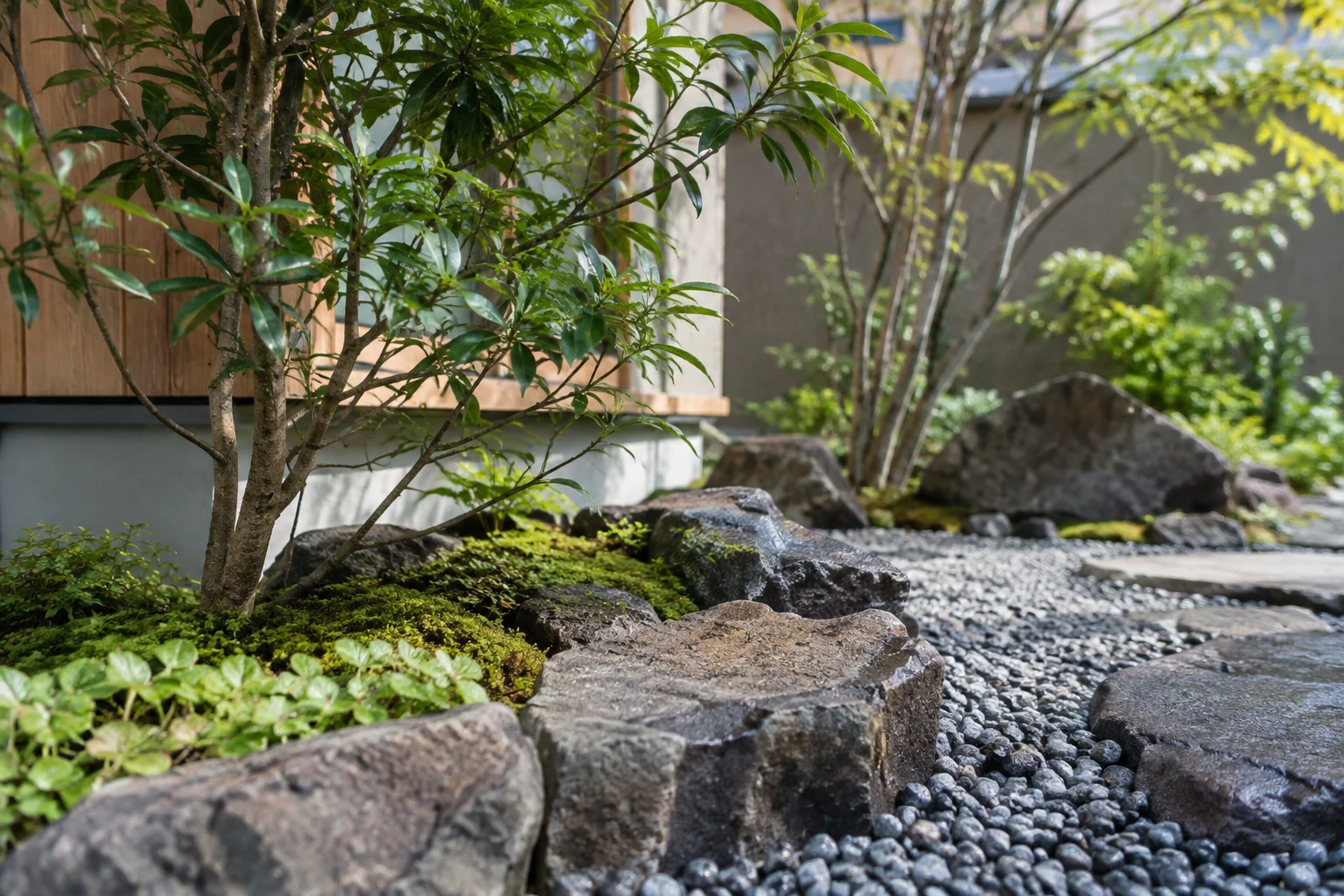 植栽・石・砂利は、見た目と手入れの希望で比べるに関連する庭の細部
