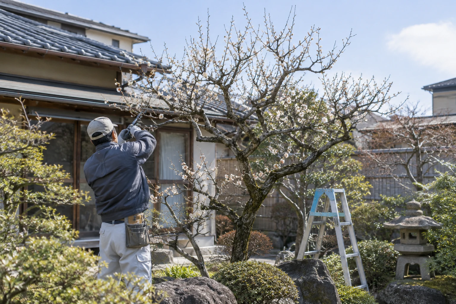 ウメの剪定の値段はに関連する庭の風景