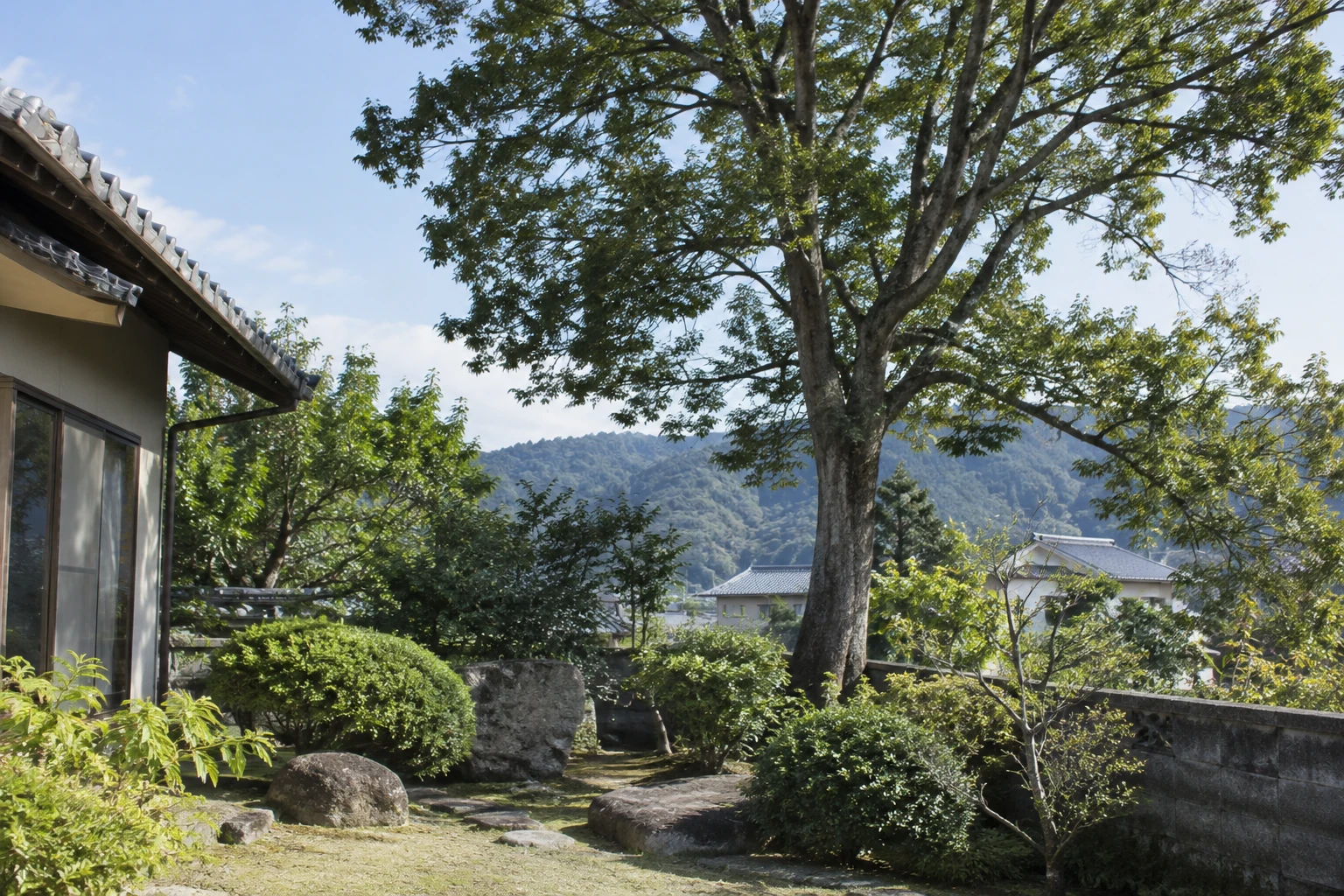 井原市の危険木伐採の補助はいくらに関連する庭の風景