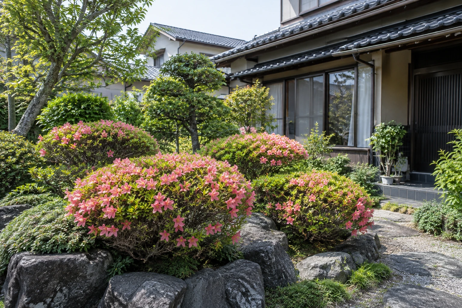 岡山でサツキの刈り込みを業者に頼むにはに関連する庭の風景