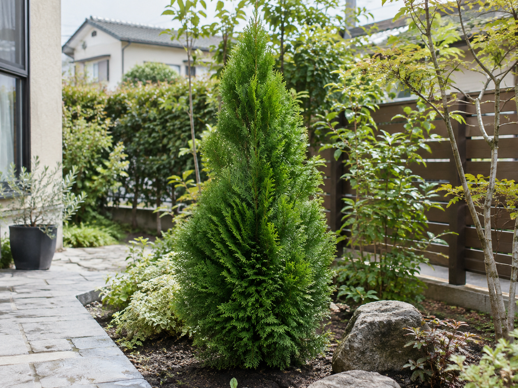エメラルドグリーンの植栽した姿