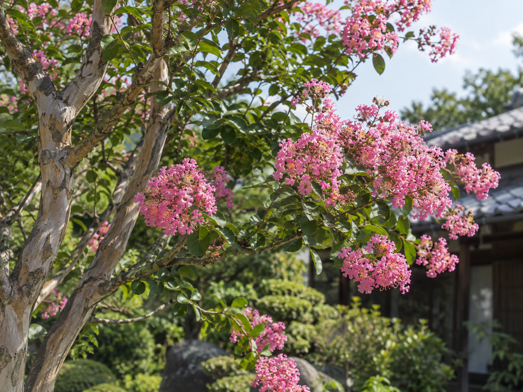 サルスベリの花と枝の生成参考イメージ