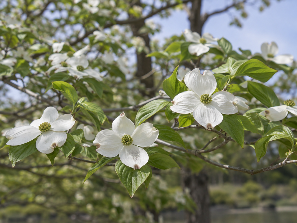 ハナミズキの花と枝の生成参考イメージ