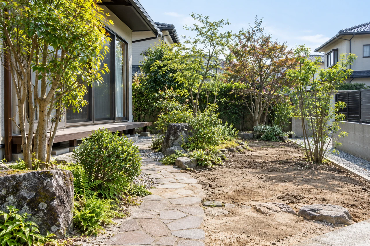 住宅の庭と植栽する場所のイメージ