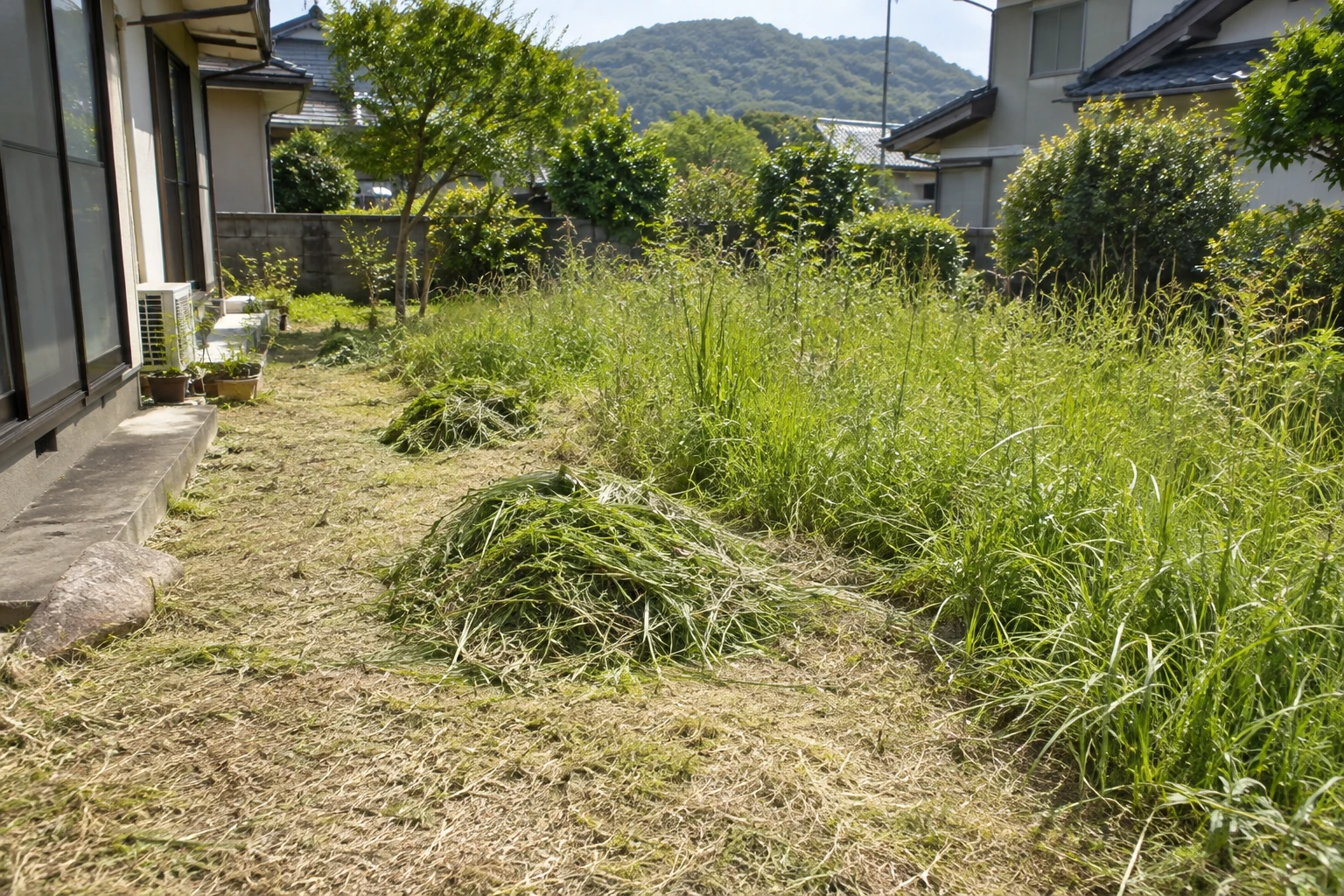 刈る場所と、刈った草の扱いを分けて伝える