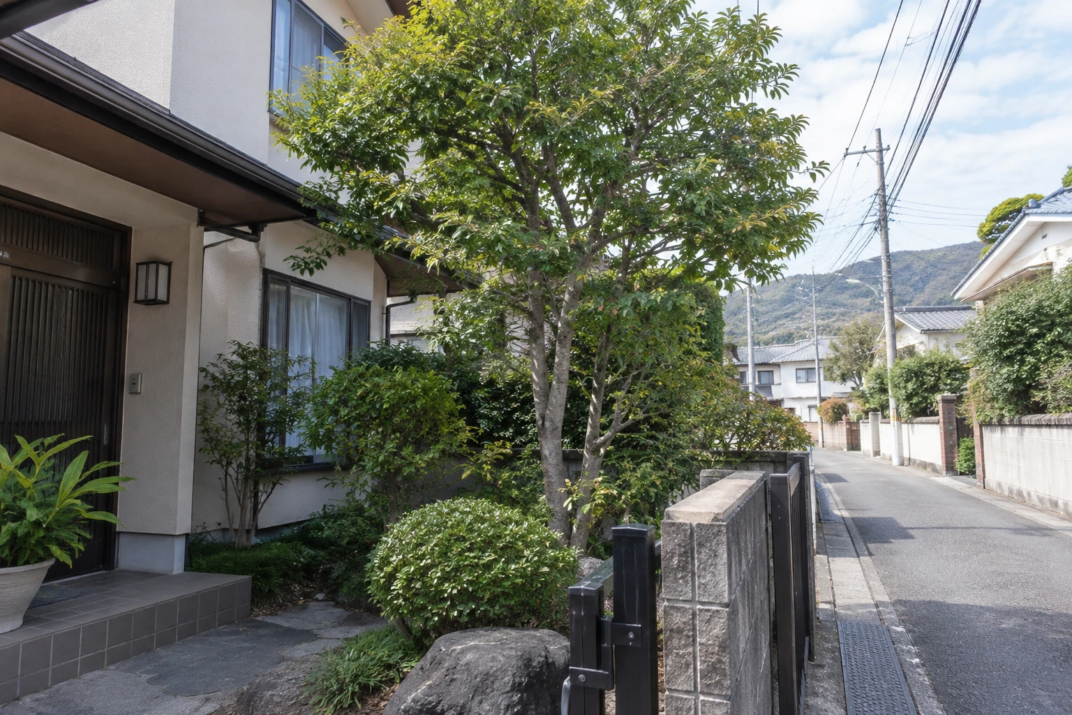 電線・建物・道路と、作業場所への入り方を確認する