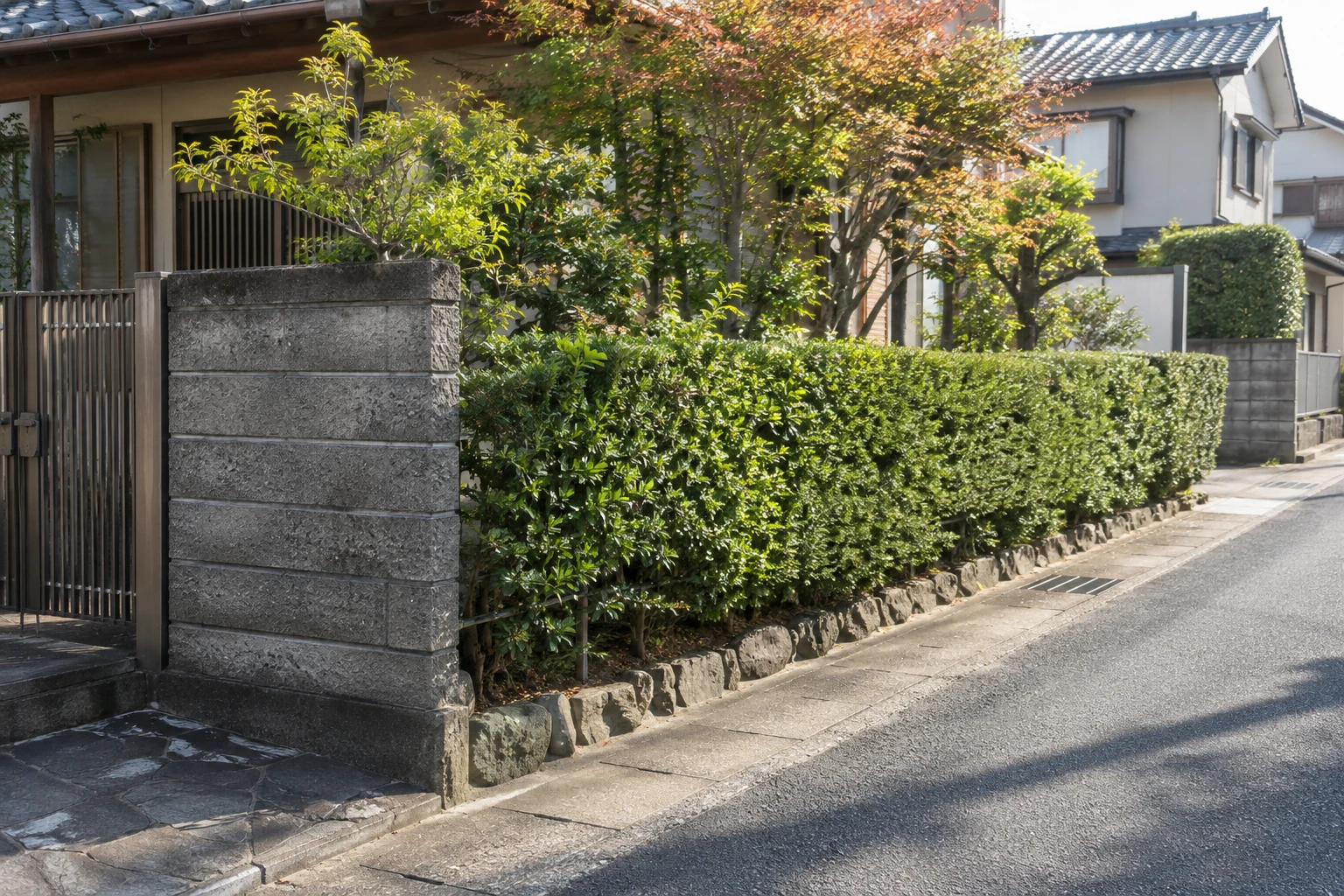 植栽本数より先に、塀と道路の条件を確認します